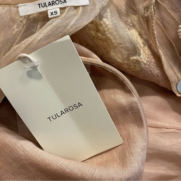 Tularosa | NEW Levy Embroidered Linen Puff Sleeve Mini Dress in Natural Size XS - Picture 11 of 13